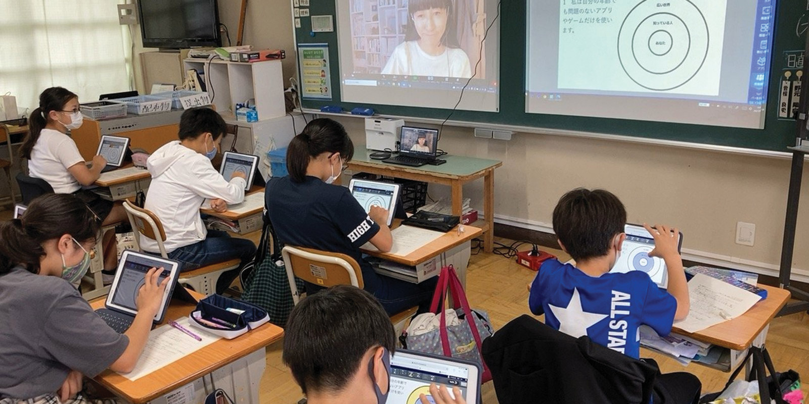 Students at Kitayamada Elementary School in Suita learning about digital citizenship | Picture Courtesy of Suita City